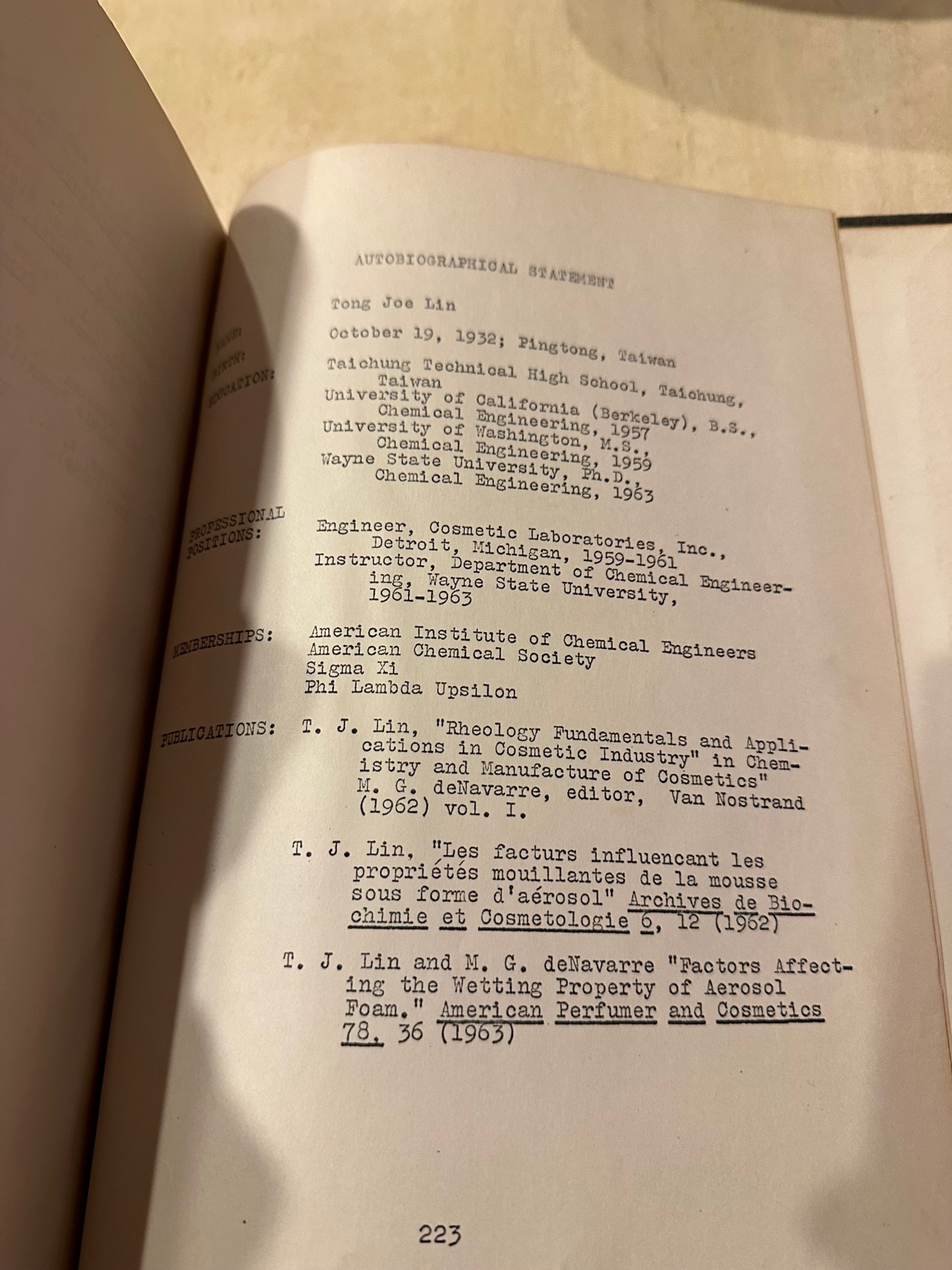 Autobiographical Statement